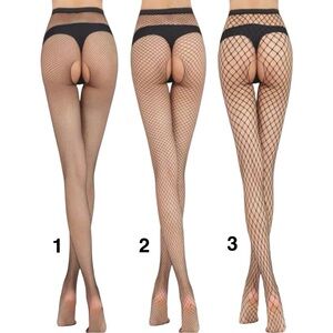 Women Black Fishnet Tight Cut Out Stocking